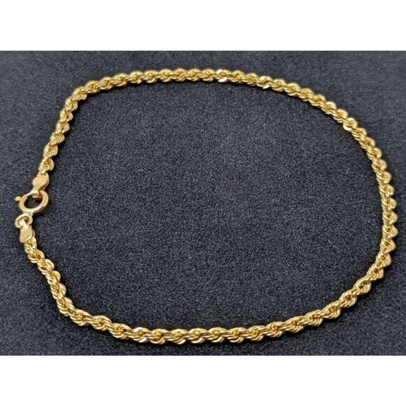 Estate Milor Italy 18K Yellow Gold Rope Chain Bracelet 7” 1.1g - Picture 2 of 6